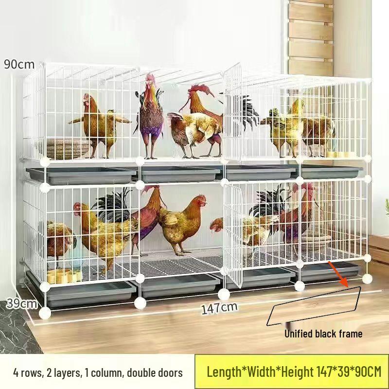 Large Iron Chicken Coop & Rabbit Cage for 20 Birds, 3-Layer, Indoor/Outdoor with Automatic Waste Cleaning
