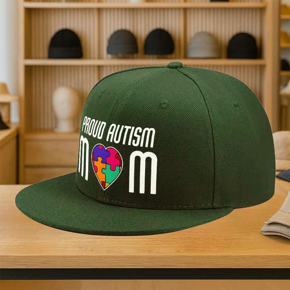 Proud Autism Mom Puzzle Heart Graphic Baseball Cap Polyester Snapback Adjustable Adult Hat Casual