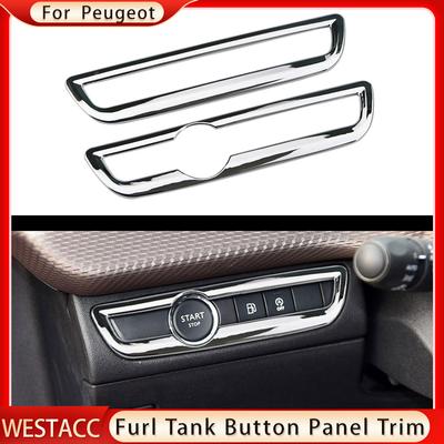 ABS-Chrom-Auto-Schlüsselanhänger, Kraftstofftank, Knopfleiste, Rahmen, Dekoration, Aufkleber für Peugeot 2008 2014 – LHD