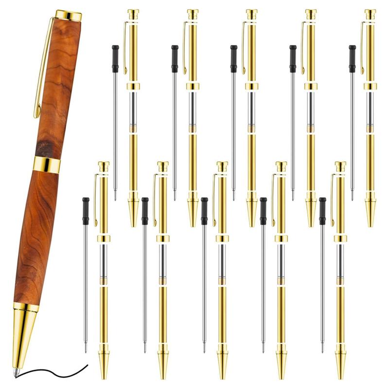 

10 Pcs Pen Kits for Wood Turning 7mm Slimline Pen Twist Kit with Refill Lathe Turning Supplies Gold
