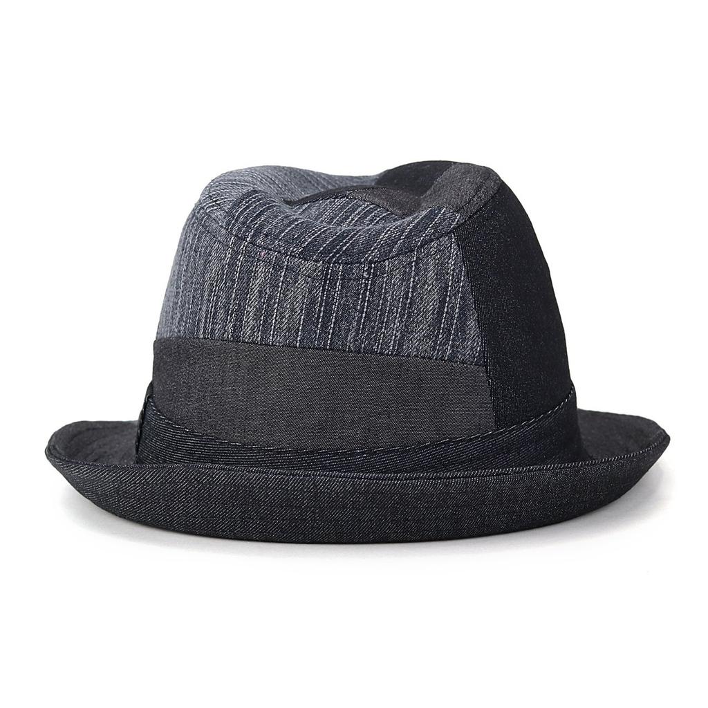 RUBEN Ruben Denim Size 58cm Black Hat, Fedora, Patchwork, Spring/Summer, (Approx. 55.5cm-58.5cm),
