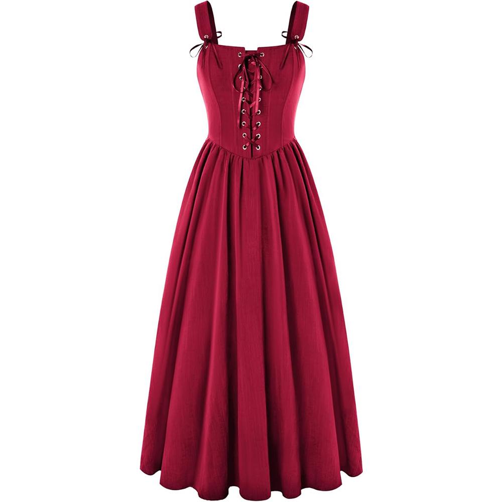 

Платье эпохи Возрождения Женское Платье на шнуровке Коттеджкор Без рукавов Длинное платье Средневековый костюм 2XL