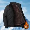 2026 Mens Fleece Lined Padded Jacket Stand Collar Loose Fit Winter Warm Coat Middle-aged