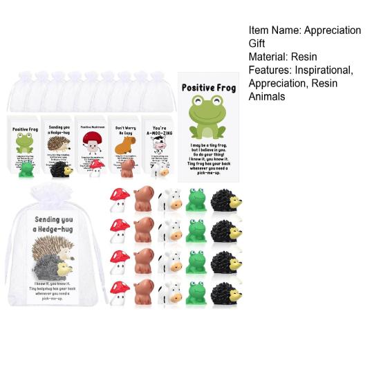 Employee Appreciation Gifts Bulk for Coworkers Funny Resin Animals with Thank You Cards Inspirational Office Pocket Gifts
