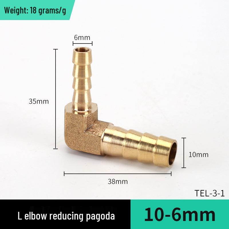 Brass L-Shaped Reducing Pagoda Plug, 4mm-19mm Conversion Hose Fitting