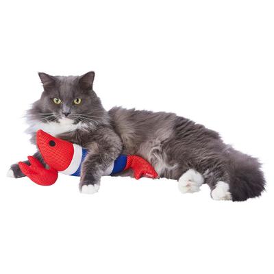 Petio Easy Tandenspeeltje voor Katten, Trapplastic Knuffelspeeltje, Tandenpoetsende Garnaal