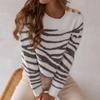 2023 European & American Women's Striped Patchwork Crew Neck Knit Sweater