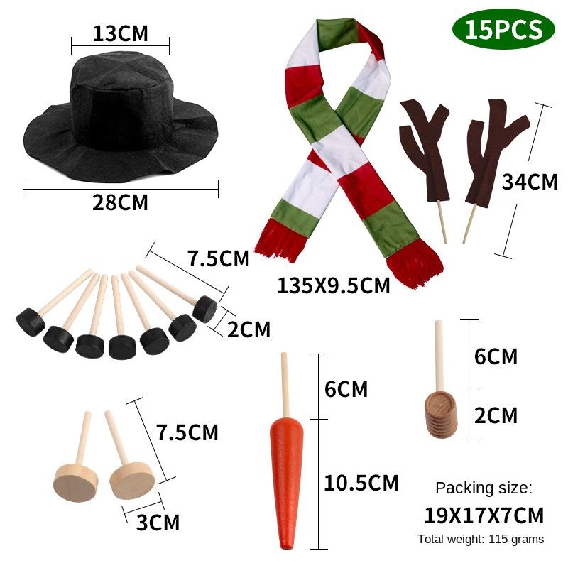 Party Upgrade Christmas Snowman Dress Up Set Combination Wooden Button Pipe Hat Scarf