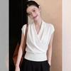 Women's Waist-Cinched Tencel Short-Sleeve Knit Top - Slimming, Stylish, Chic Summer Casual