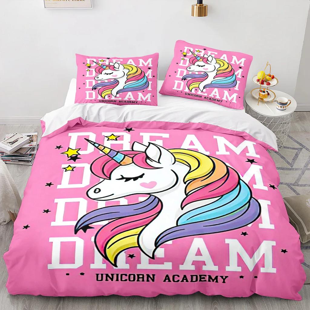 Rainbow Unicorn Duvet Cover Set Queen Size Glitter Rainbow Unicorn Bedding Set for Girls Teens Rainbow Unicorn Comforter Cover