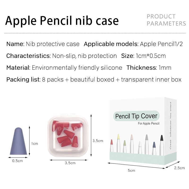 8 Stück/Set Silikonhülle für Apple Pencil Taschenabdeckung Zubehör für iPad Pro Weicher Griff Spitzenabdeckungen