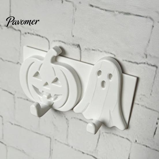 No Residue Adhesive Hook Pumpkin Ghost Key Hook, 3D Printed Halloween Wall Decor, Self Holder, Drill Hanging Orange