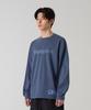 CHAMPION Track Logo Loose Fit Garment-Dyed Long Sleeve T-Shirt Blue