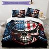 3PC Custom Name American Flag Skull Art Bedding Set Duvet Cover Closure Includes 1 Duvet Cover & 2 Pillowcases for Bedroom