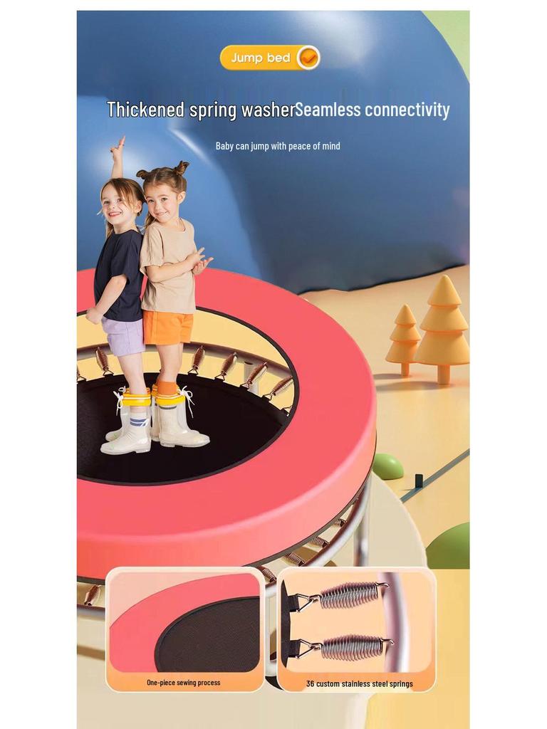 Indoor Family Trampoline with Safety Net for Kids and Adults