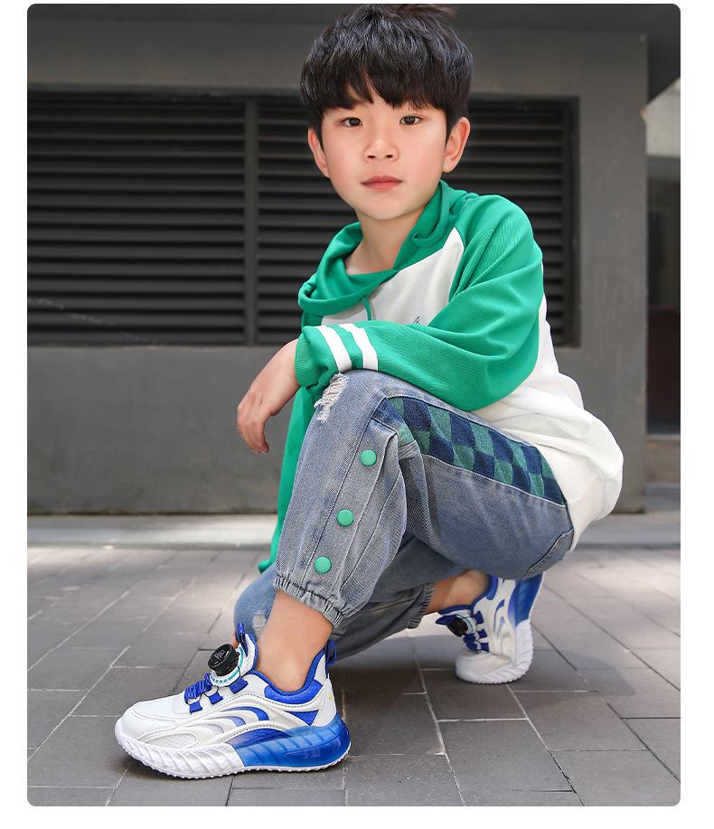 2025 Kids' Sneakers: White Non-Slip Breathable Shoes with Rotating Buckle for Boys and Girls