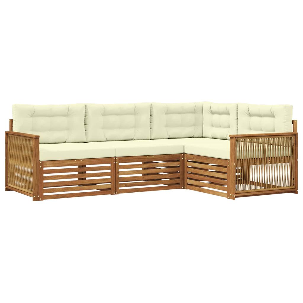 Outdoor Sofa Set with Cushions 4 pcs Natural and Cream
