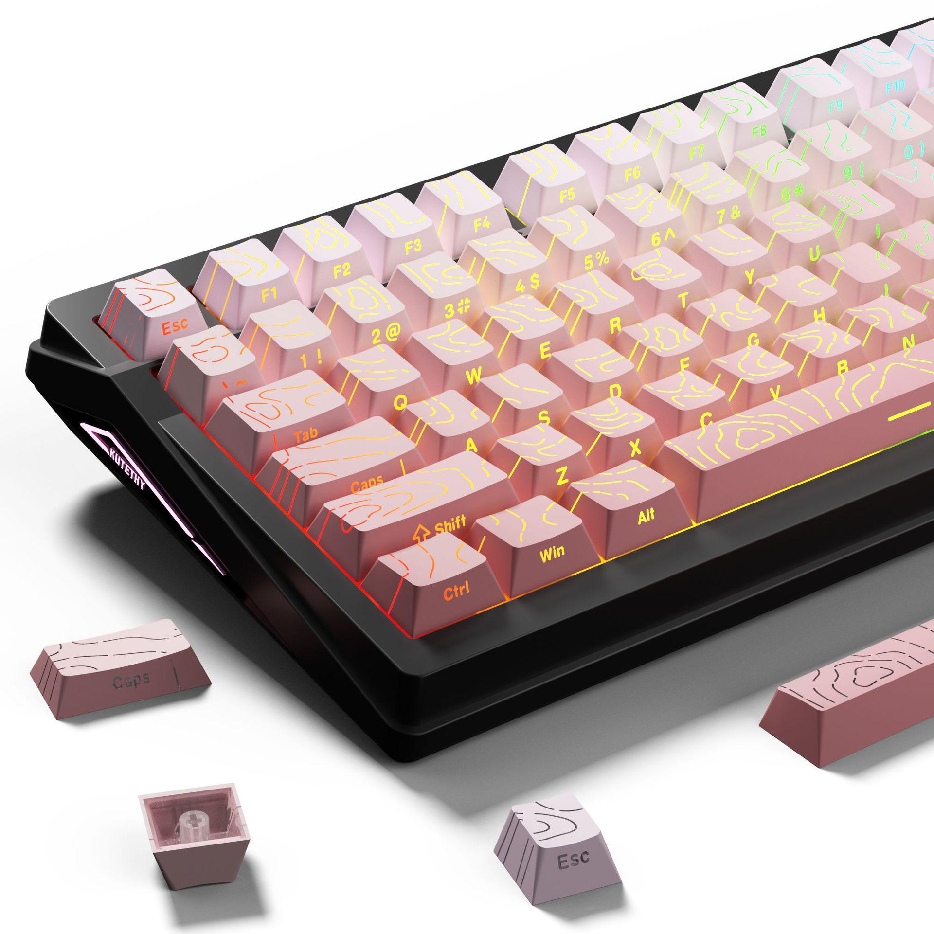 Side-Engraved Gradient Topographic Keycaps, Original Height