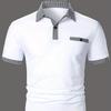 Men's Short Sleeve Polo Shirt Button Down Colour Block Men's Sports Polo Shirt Top