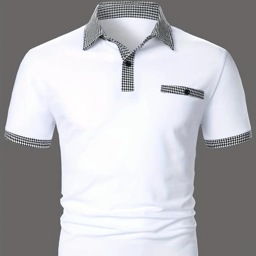 Men's Short Sleeve Polo Shirt Button Down Colour Block Men's Sports Polo Shirt Top