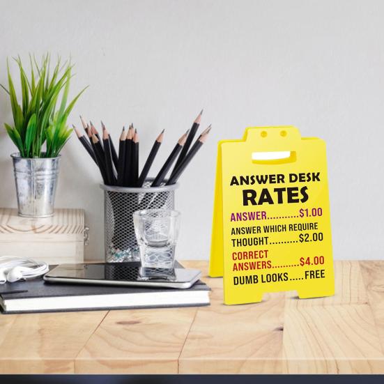 Yousheng Prank Desk Caution Sign Heavy Duty Plastic Desktop Warning Sign Home Office Desk Mini Table Sign Decoration Ornament Gag Gift