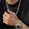 Trendy Stainless Steel Necklace Geometry Choker Chain Rhinestones Geometry Necklace  Men