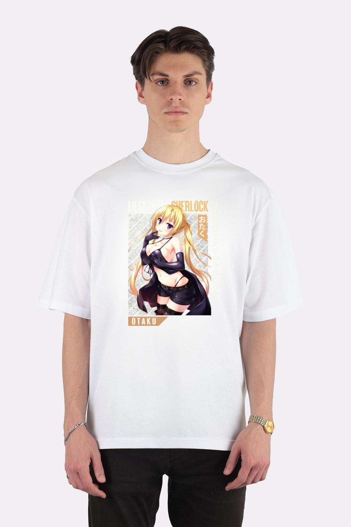 

Белая футболка унисекс Oversize Lieselotte Sherlock Trinity Seven, Cute Anime Waifu