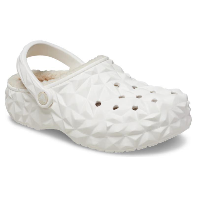 Crocs Unisex Classic Lined Geometric Clog White Warm Comfort Slip On 210069-100