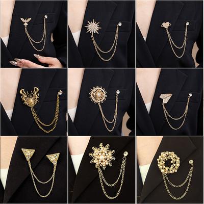 Personalized Brooch with Crystal Heart Brooch for Fashion Snowflake Geometric Creative Suit Pin