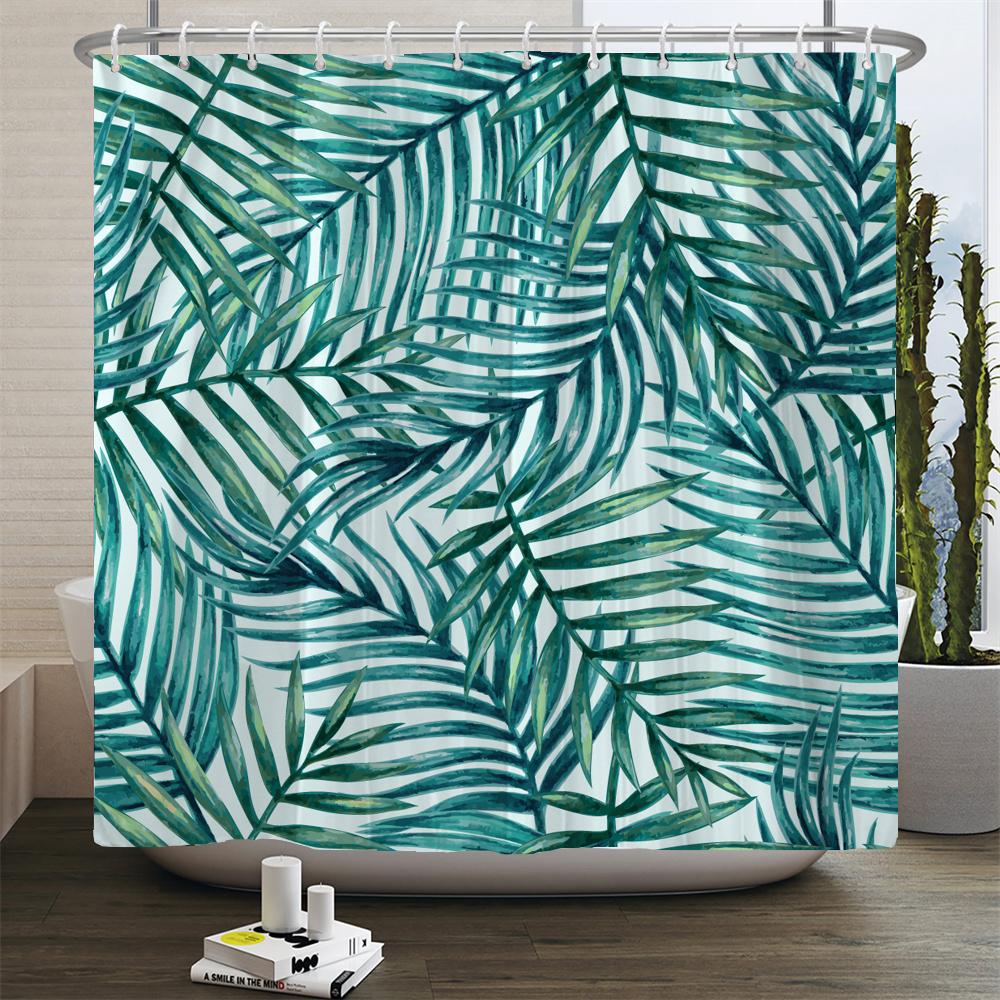 

Tropical Green Plants Leaf Shower Curtains Romantic Abstract Style Bohemia Curtains Waterproof Polyester Bathroom Bath Curtain W90xH180cm
