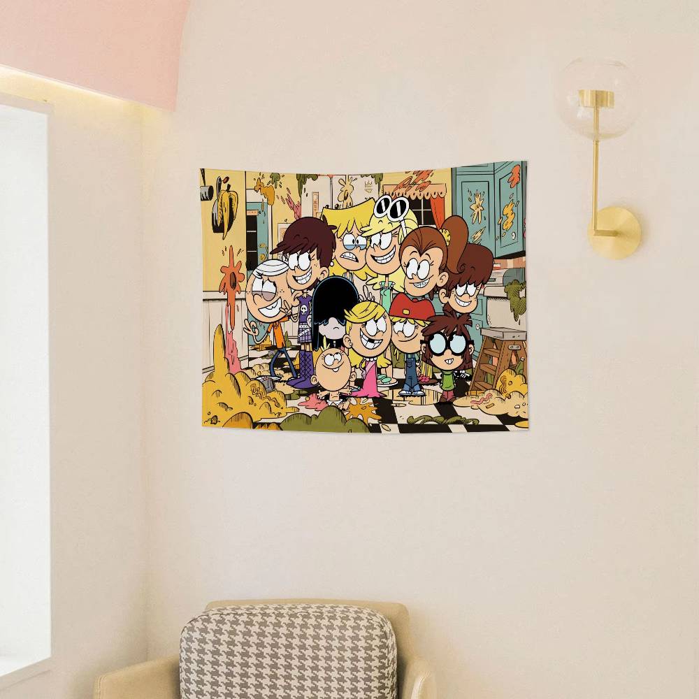 The LLoud Cartoon House Tapestry Wall Hanging Printed Polyester Tapestry INS Decoration Wall Decor