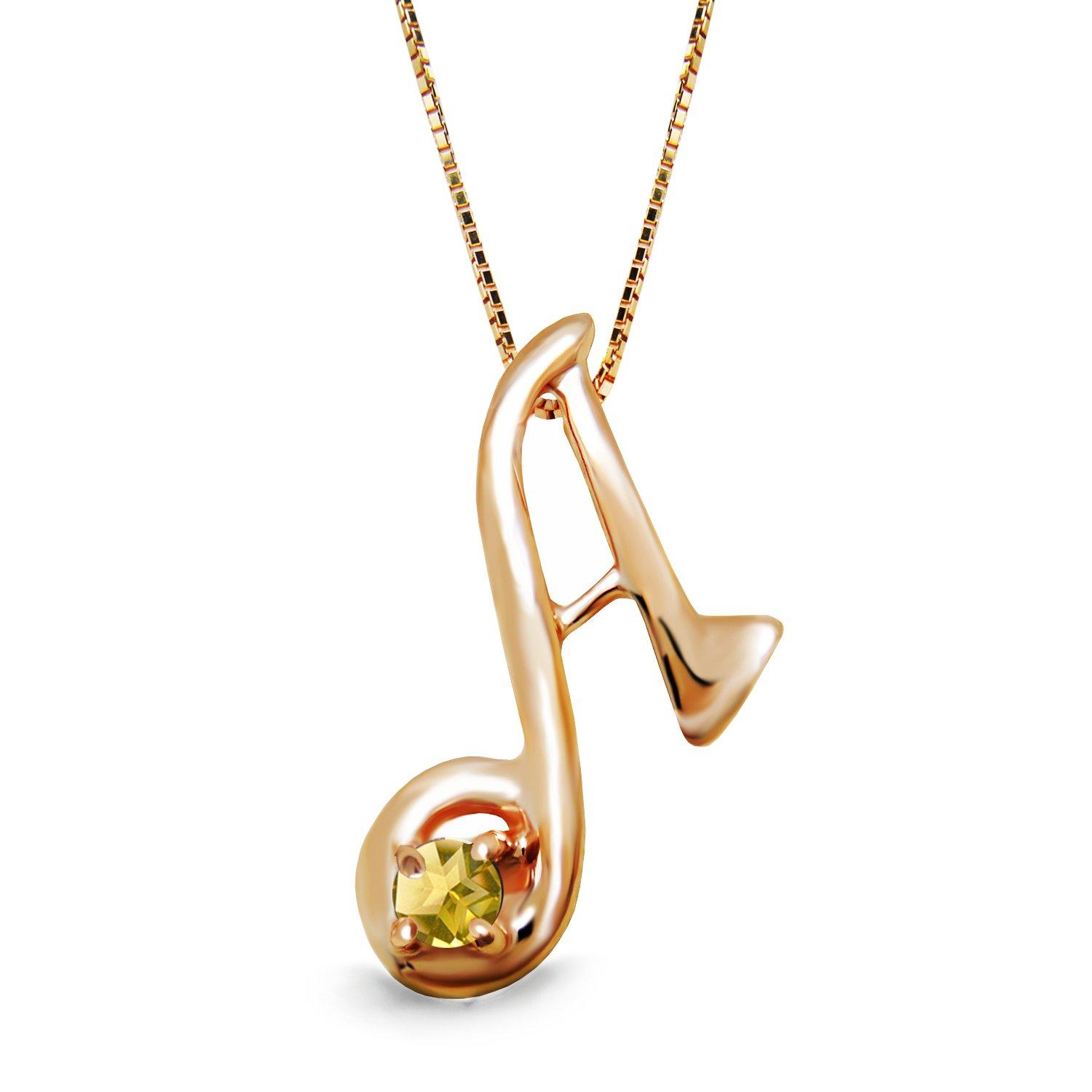 

miwahouseki Initial A Pink Gold Alphabet Necklace with Your Choice of Birthstone [Miwahouseki] (November Citrine)