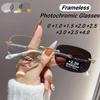SummerFashion Frameless Photochromic Reading Glasses Advanced Photosensitive Anti Blue Light UV Protection
