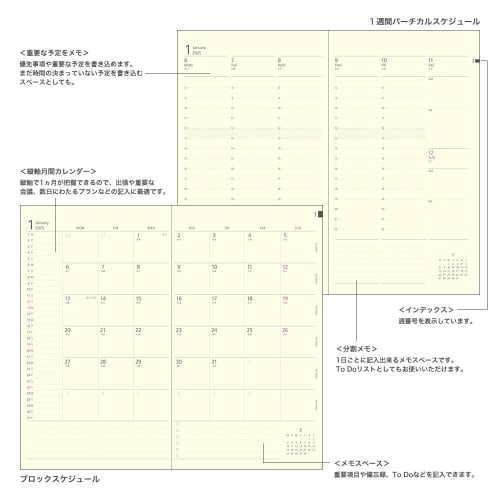 Midori Professional Diary Notebook 2025 A5 Slim Weekly Black 22352006 (Starting in December 2024)