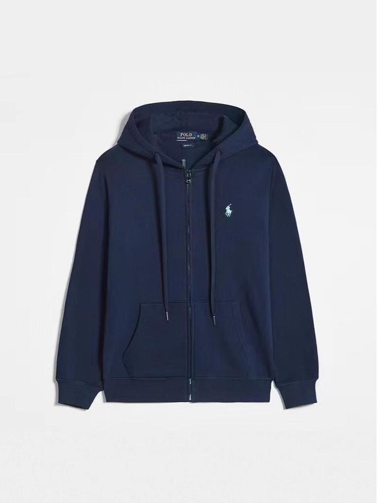 Sweat à capuche ample unisexe 2025: Gilet Décontracté Couleur Unie avec Broderie Petit Cheval Fermeture Éclair