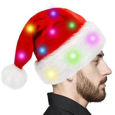 Merry Christmas LED Lights High-end Plush Children Adult Santa Hat Christmas Decorations Christmas Supplies LuminousSanta Hat