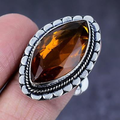 Natural Honey Topaz Gemstone Handmade 925 Steling Silver Gift Ring Size 9 A1G68