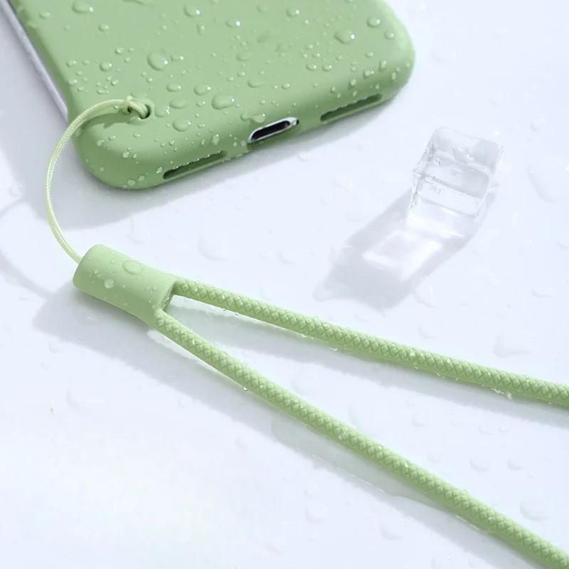 1Pc Color Simple Liquid Silicone Mobile Phone Lanyard Portable Phone Camera Handheld Fan Keychain Non-slip Anti-lost Wrist Strap