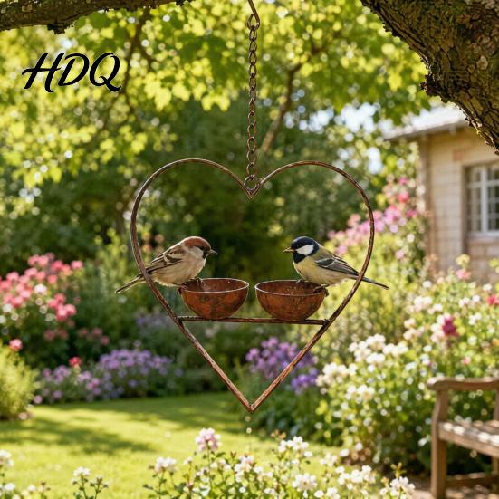 Community Space Bird Feeder Metal Heart Feeder Outdoor Hanging with Patio 2