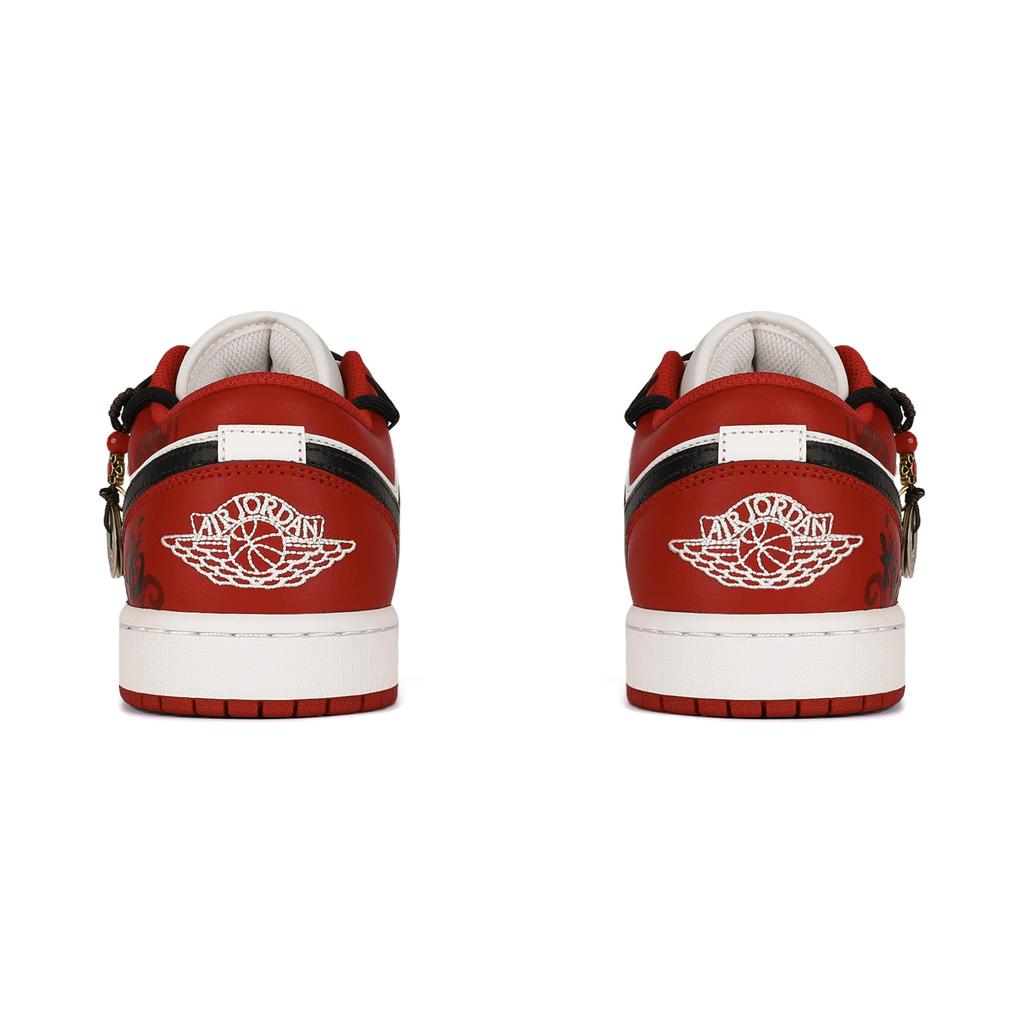 Jordan Air Jordan 1 Low Top Vintage Basketball Shoes Men's White Red DC0774-161(Team18-)