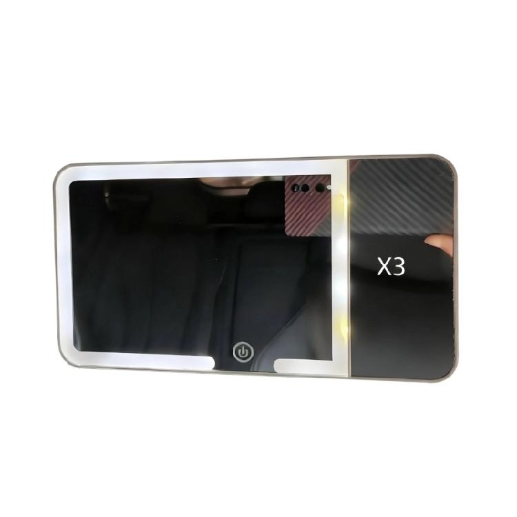 Portable Rechargeable Car Makeup Mirror With Auto Dimming LED Lights And Secure Sun Visors Attachment Quick Installation