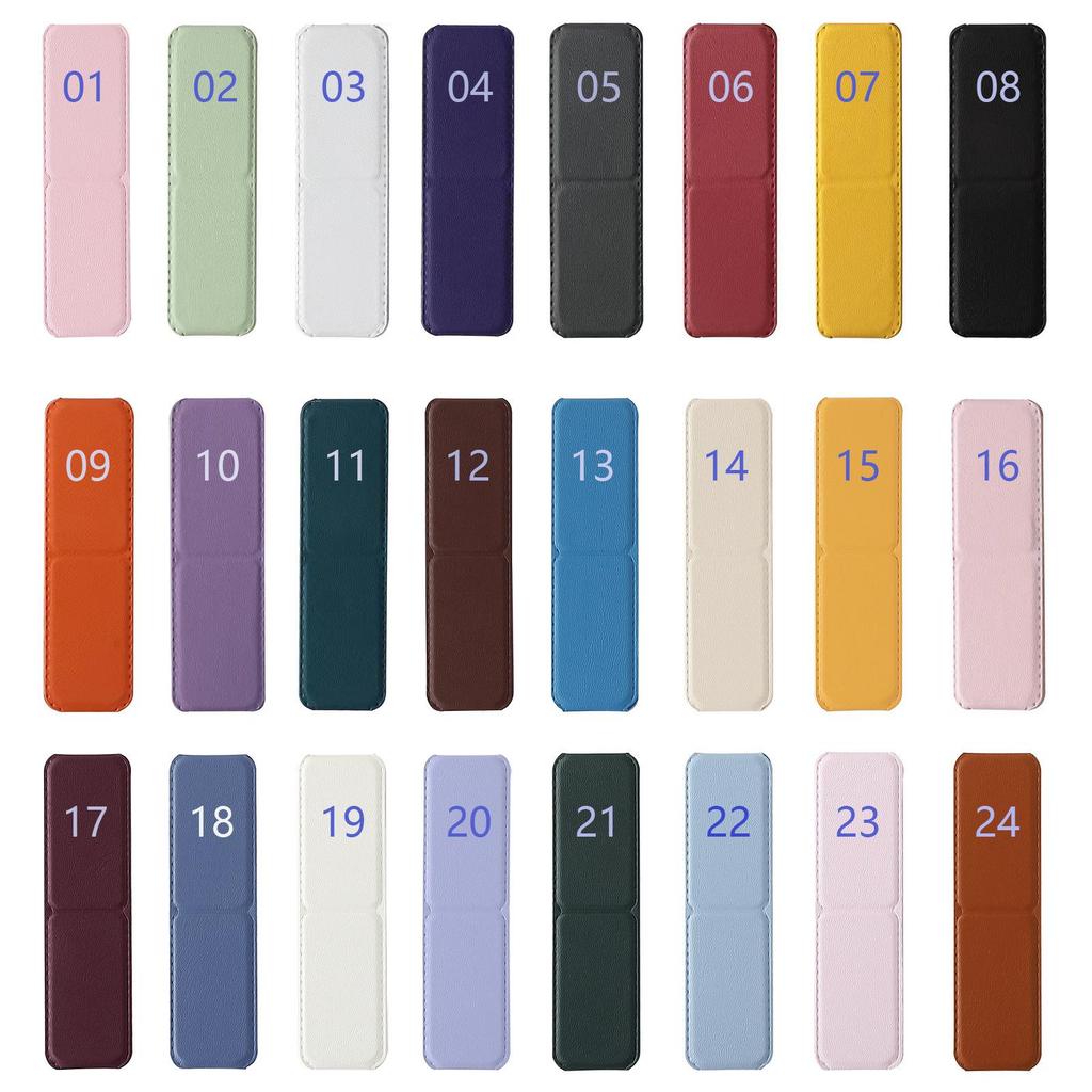Support de téléphone adhésif compact en cuir - Pliable, Couleur unie, Ajustement universel