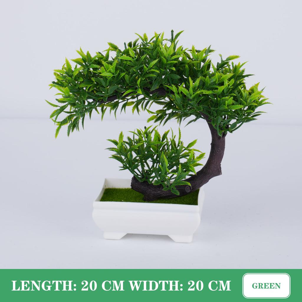 Künstliche Grüne Pflanzen Bonsai Tisch Topfpflanzen Ornamente Simulation Topfpflanzen Kunstblumen für Hotel Büro Zuhause Gartendekor