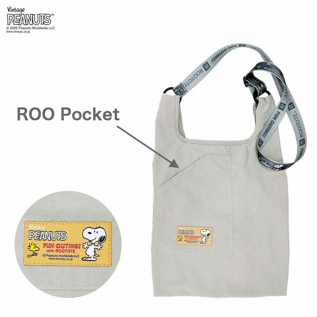 Snoopy Tote Bag for with Shoulder Small Eco Shopper Flying [Rootote] Women, Foldable, Strap, Bag, IP.Rootote Mid.Peanuts-0P (03 Ace)