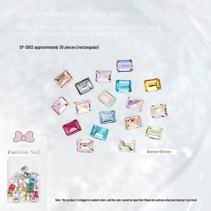 

Nail Art Pointed Bottom Crooked Heart Rhinestones, Colored Irregular Shapes, 30 Pieces