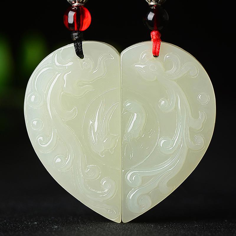 Xinjiang Hotan Jade Tai Chi Dragon and Phoenix Pendant with Certificate – Auspicious Jade Pair