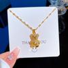 Light Luxury Heavy Industry Big Fat Bear Micro-Inlaid Real Gold Necklace Women'S Transfer Collarbone Chain With Jewelry