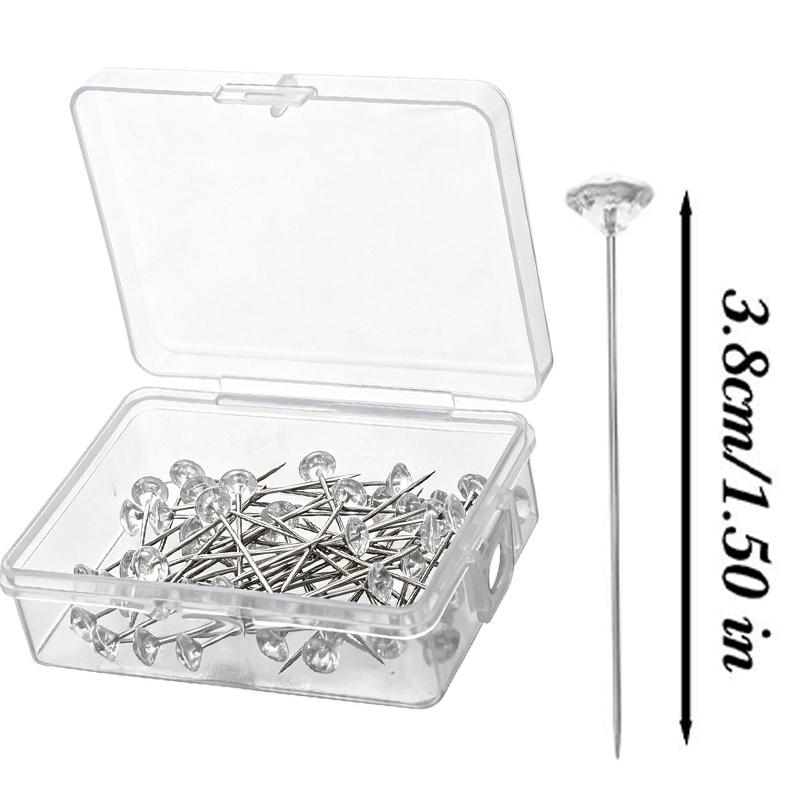 

50/100pcs Diamond Bouquet Pin Rhinestone Floral Crystal Head Corsage Pins Straight Pin for Wedding Decor Quilting Jewelry DIY 50pcs