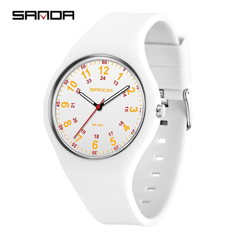 SANDA Minimalist Fashionable Student Sports Waterproof Silicone Quartz Watch Boy Girl Casual Clock Children Gifts
