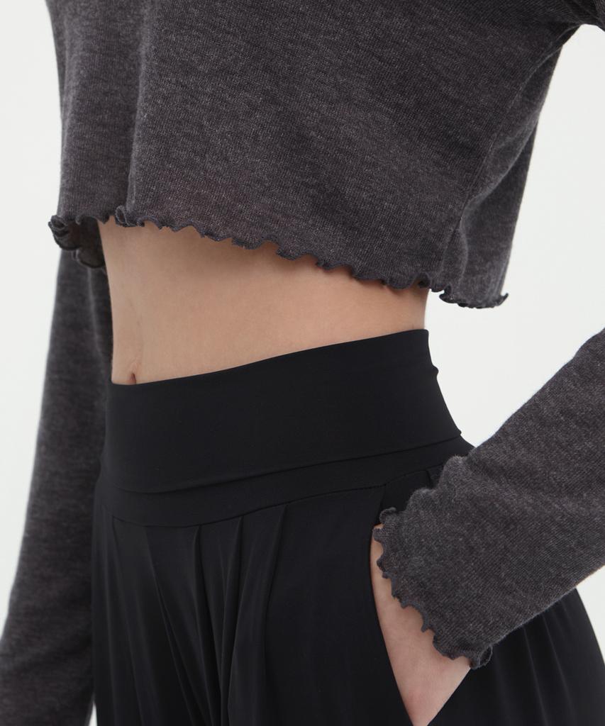 Debiweeo New Wave Holic Crop Long Sleeve Tee Devi-T0047-Charcoal